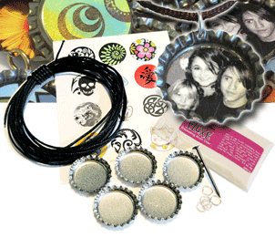 Bottle Cap Pendant Kit - 5 Necklaces